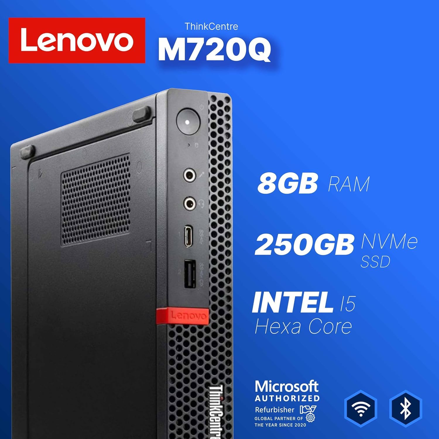 ミニPC Lenovo M720q i5-8400T16GB Wifi Bluetooth Lenovo M720q Mini PC, Intel i5-8400T, 8GB RAM, 256GB SSD, HDMI, Wi